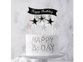 Topper de tort Happy Birthday cu culegătoare de argint - 7 buc.