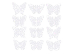 Abțibilduri cu fluturi holografici albi - 12 buc.