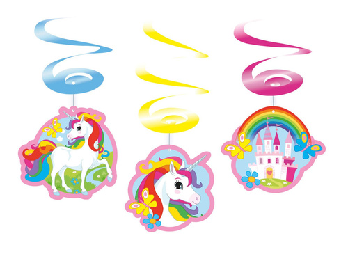 Unicorn agățat decorare molid - 6 buc.