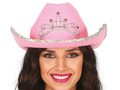 Pălărie de cowboy roz cu tiară - 1 buc.