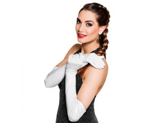 Mănuși de carnaval albe - 60 cm