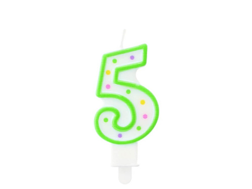Lumânare număr cinci cu puncte - 1 buc.