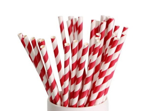 Paie de hârtie dreaptă cu dungi roșii - 20 buc.