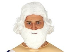 Perucă albă și barbă pentru un bărbat
