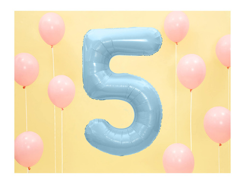 Balon din folie numărul 5 albastru - 86 cm - 1 buc.