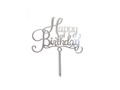 Plexiglas tort topper Happy Birthday argint - 1 buc.