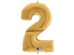 Balon din folie numărul 2 auriu - 163 cm - 1 buc.