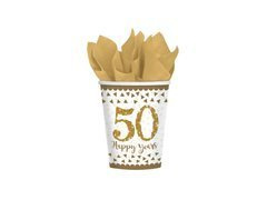 Pahare de hârtie Golden Wedding - 266 ml - 8 buc.