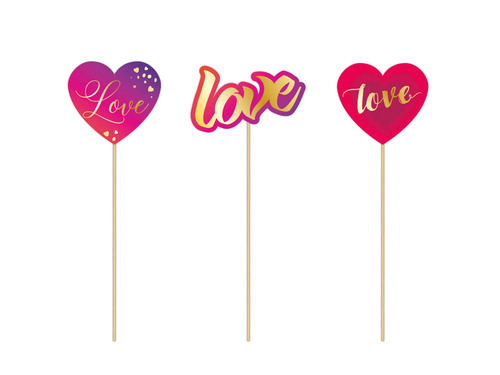 Toppere pentru tort din hârtie Love - 3 buc.