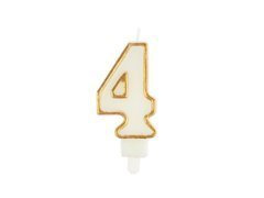 Lumânare numerică cu margine aurie - 4 - 1 buc.