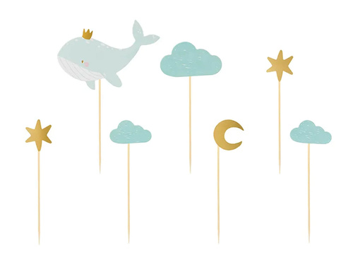 Baby Shower Whale Picks - 7 buc.