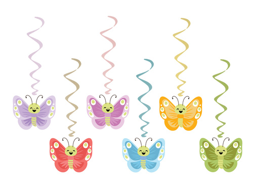 Decor suspendat fluturi de primăvară - 6 buc.