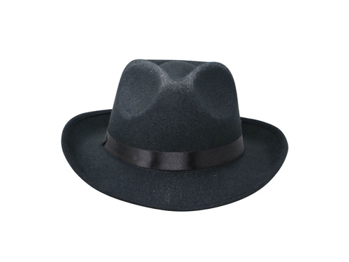 Pălărie de gangster neagră cu bordură - 1 buc.