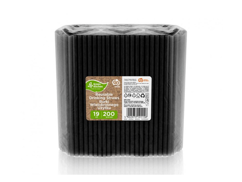 Paie tub dreaptă reutilizabilă neagră - 200 buc.