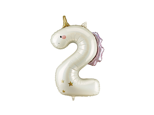 Balon cu folie Unicorn numărul 2 - 93 cm - 1 buc.
