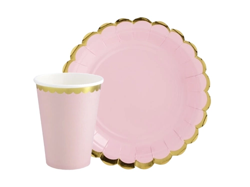 Set aniversar în roz cu auriu - 24 buc.