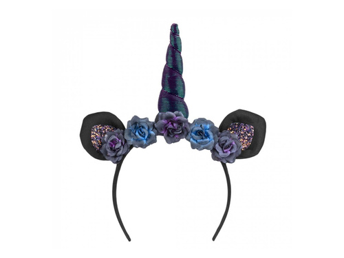 Bentiță Unicorn întunecat cu trandafiri - 1 buc.