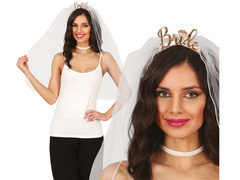 Bentiță de mireasă cu voal - 1 buc.