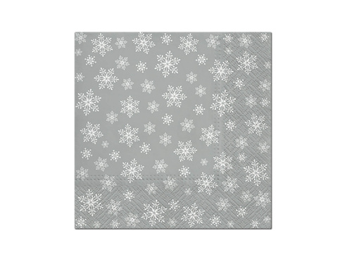 Șervețele de Crăciun cu fulgi de zăpadă argintii - 33 cm - 20 buc.