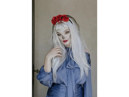 Bentiță cu voal și trandafiri - 1 buc.