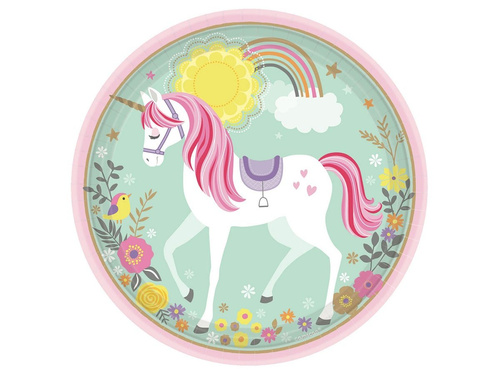Farfurii magice pentru ziua de naștere Unicorn - 23 cm - 8 buc.