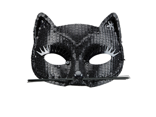 Masca de carnaval Pisica neagra cu paiete - 1 buc.