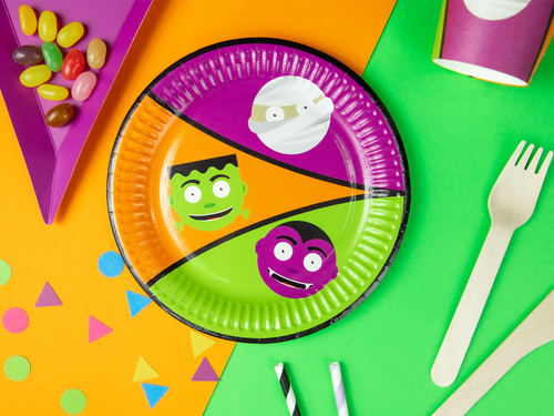 Farfurii Halloween Monștri - 18 cm - 6 buc.