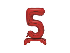 Balon din folie în picioare numărul 5 roșu - 76 cm - 1buc.