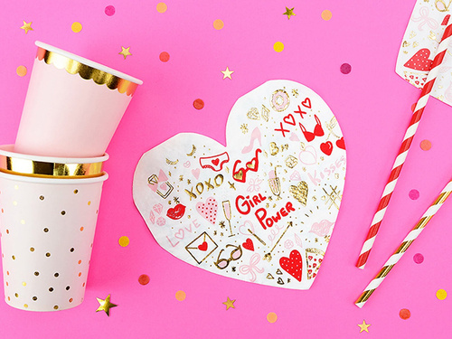 Șervețele cu inimă Girl Power - 32 cm - 20 buc.