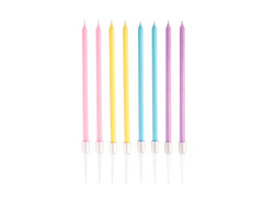 Lumânări pastelate aniversare - 14 cm - 8 buc.