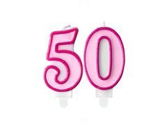 Lumânări cu număr roz - 50 - cincizeci - 2 buc.