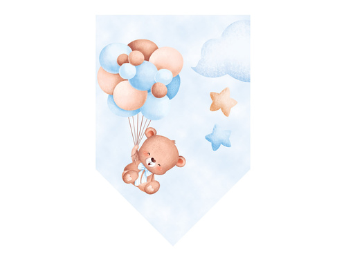 Banner cu stegulețe bleu „Ursuleți cu baloane” – 5 m – 1 bucată.