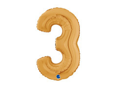 Balon din folie numărul 3 auriu - 26" - 1 buc.