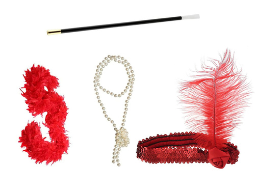 Set retro roșu cu Boa