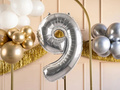 Balon din folie numărul 9 argintiu - 72 cm - 1 buc.