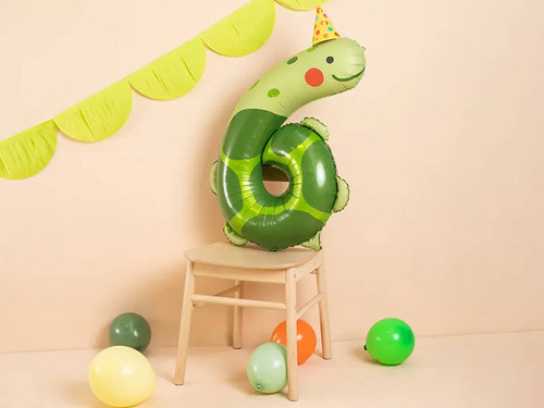 Balon din folie numărul 6 Turtle - 86 cm - 1 buc.