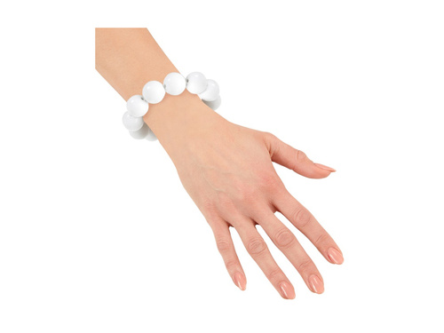 Brățară disco 70 cu mărgele albe.