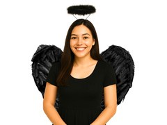 Aripi de înger negre cu aureolă - 60 x 45 cm - 1 buc.