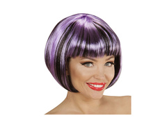 Peruca neagră și purpurie cu accente la modă