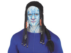 Peruca neagră cu împletitură și mărgele - 1 buc.