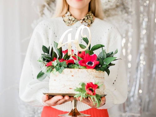 Topper de tort pentru a 40-a aniversare aur - 20,5 cm - 1 buc.