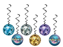 Decorațiune suspendată spiralată disco - 6 buc.