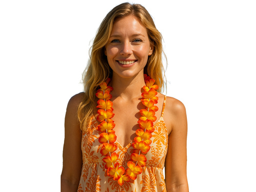 Colier Hawaiian portocaliu și galben - 90 cm - 1 buc.