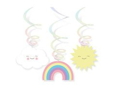 Decorațiuni de agățat cu curcubeu și nori - 6 buc.