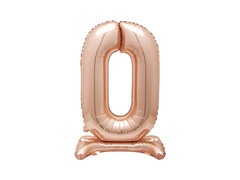 Balon folie în picioare numărul 0 roz auriu - 76 cm - 1buc.