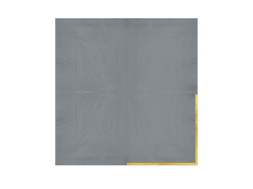 Șervețele de hârtie gri cu margine aurie - 33 cm - 10 buc.