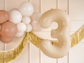 Balon din folie numărul 3 bej - 72 cm - 1 buc.