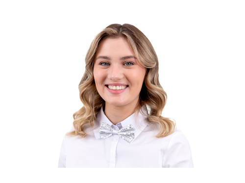 Papion argintiu cu paiete - 7 x 12 cm - 1 buc.