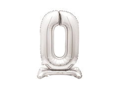 Balon din folie în picioare numărul 0 argintiu - 76 cm - 1buc.