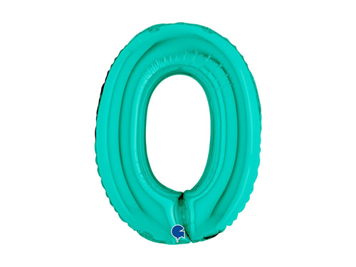 Balon din folie numărul 0 turcoaz - 14" - 1 buc.